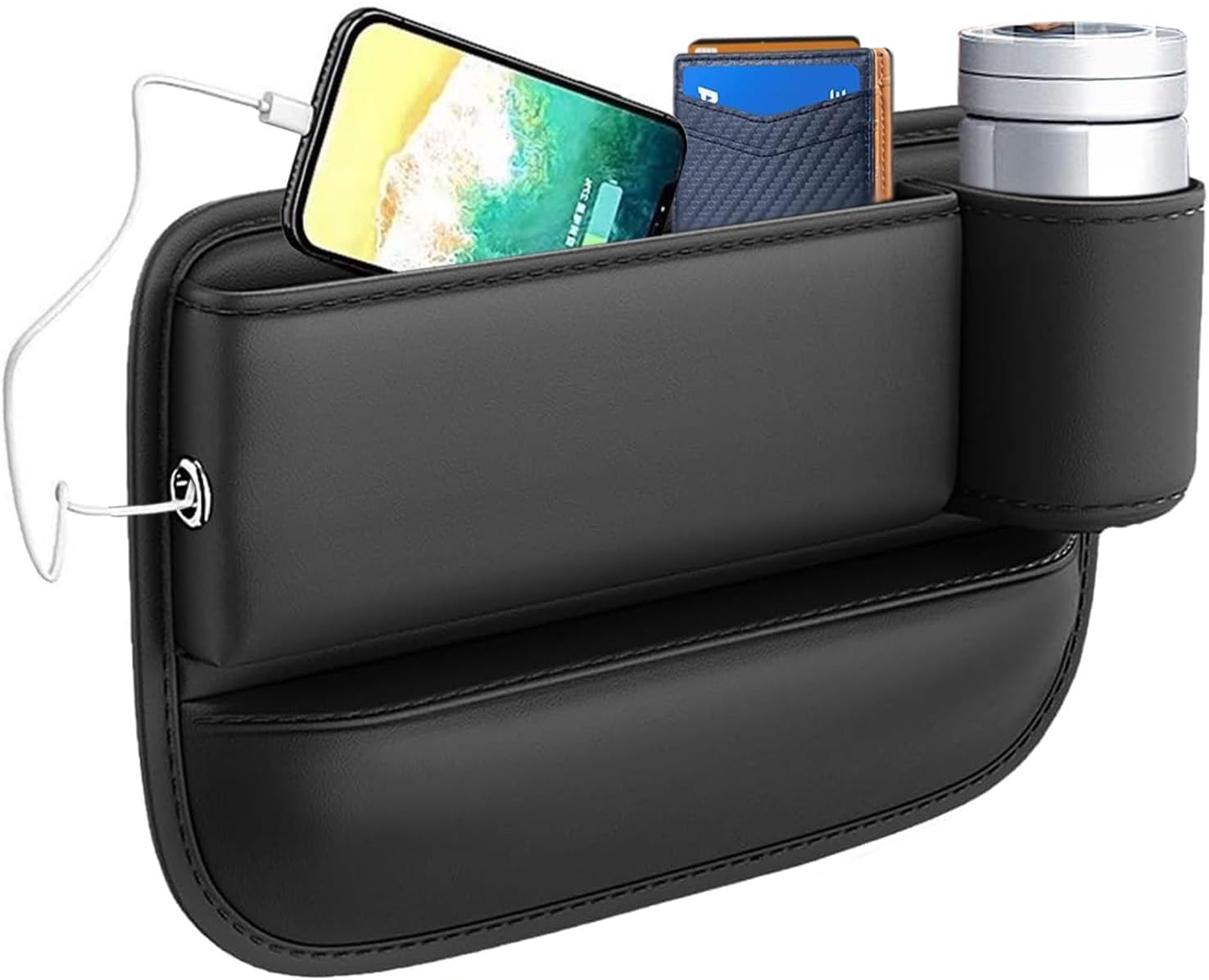 Top | Joyzzz Car Seat Gap Filler, Universal Leather Storage Organizer with Cup Holder, Premium Car Seat Gap Organizer for Phones, Glasses, Keys, Cards, Perfect for Most Vehicle Models 2026