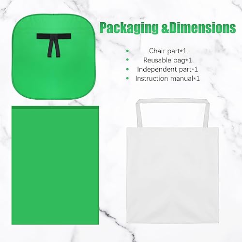Miniatura 2 de Silla portátil de pantalla verde de 59 pulgadas, telón de fondo de pantalla verde plegable con bolsa de lona blanca de 4.82 pies, fondo verde para