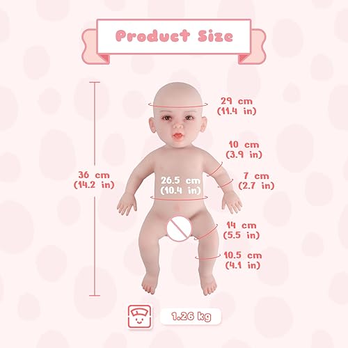 Miniatura 2 de Muñeca de silicona de 14 pulgadas, cuerpo de silicona realista de muñeca recién nacida, no muñeca de vinilo, muñeca realista de bebé recién nacido,