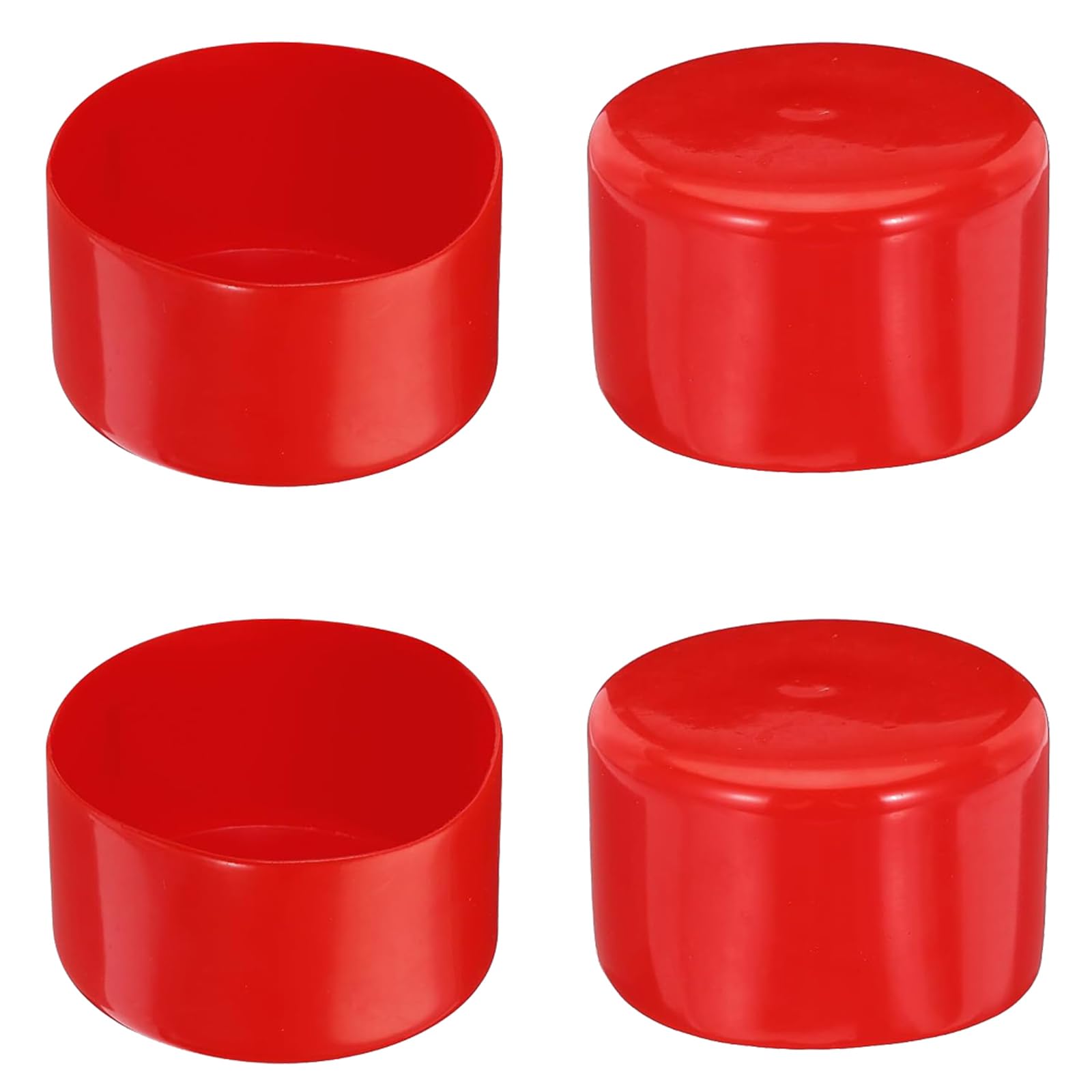 4PCS Rubber End Cap, 85mm ID Round Tube Bolt Cap, Protector Cover Rubber End Cap, Flexible Blot Protector PVC Cap For Tubing, Fence, Pipe Post, Furniture, Railing (Red)