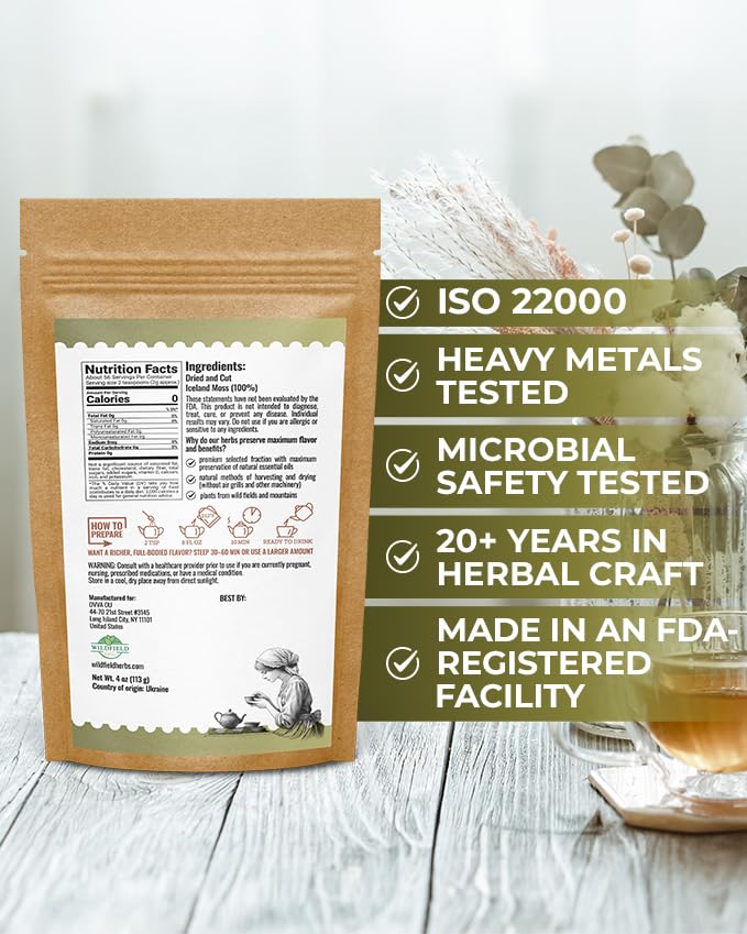 Image of 4 oz. Icelandic Moss Iceland Moss Herbal Tea (Cetraria Islandica) - 113g Herb Tea Liquen De Islandia