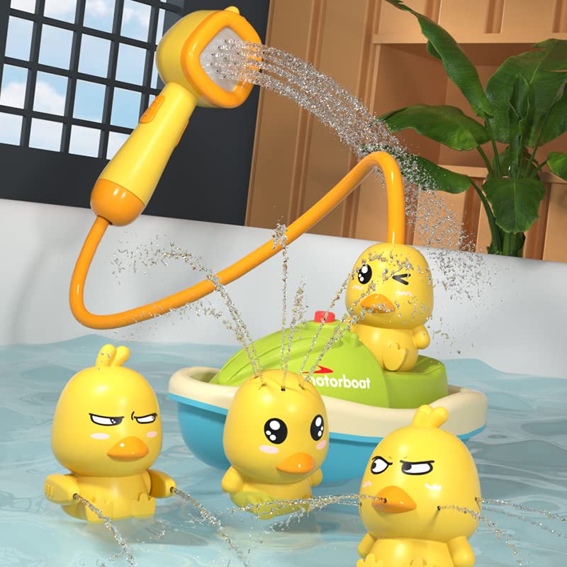 Image of Bath Toys for Toddlers, Baby Bathtub Toys with Shower Head & 3 Water Spray Ducks and Bathtub Water Pump Summer Bath Toy for Toddler Kids, Boys Girls Gifts - Yellow