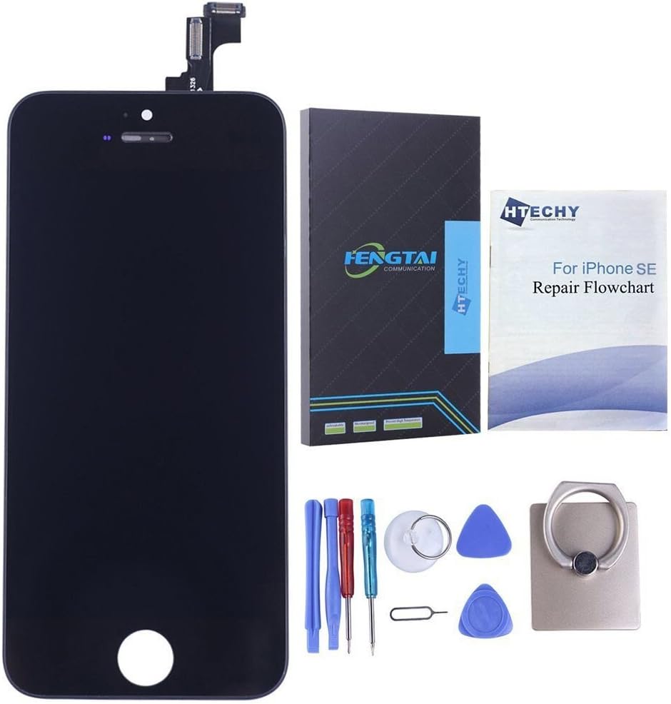 Htechy IPhone SE LCD Display Touchscreen Digitizer Panel Black Replacement Full Assembly Screen with Repair Kit