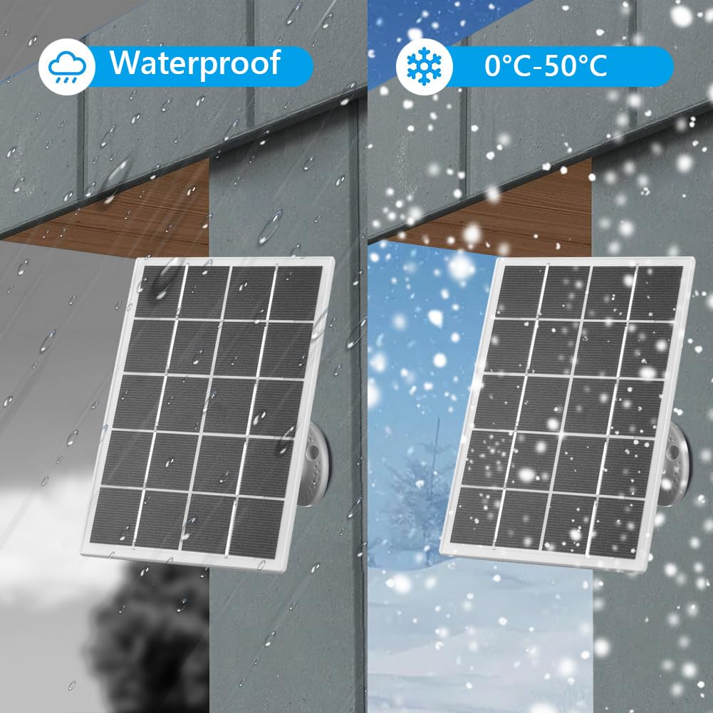 panele słoneczne, Panel słoneczny 20 W do ładowarki panelowej IP65 Kabel ładujący 9,8 stopy Zestaw paneli słonecznych Regulowany uchwyt ścienny 360° dzwonka wideo Ring 4/3/3 Plus/2(White)