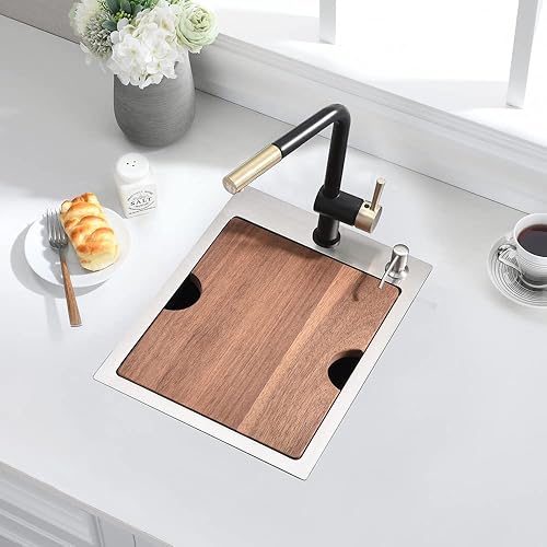 Miniatura 2 de SOMRXO Fregadero de barra de acero inoxidable de 15 pulgadas x 20 pulgadas, fregadero de cocina de montaje superior de 15 x 20 pulgadas, fregadero