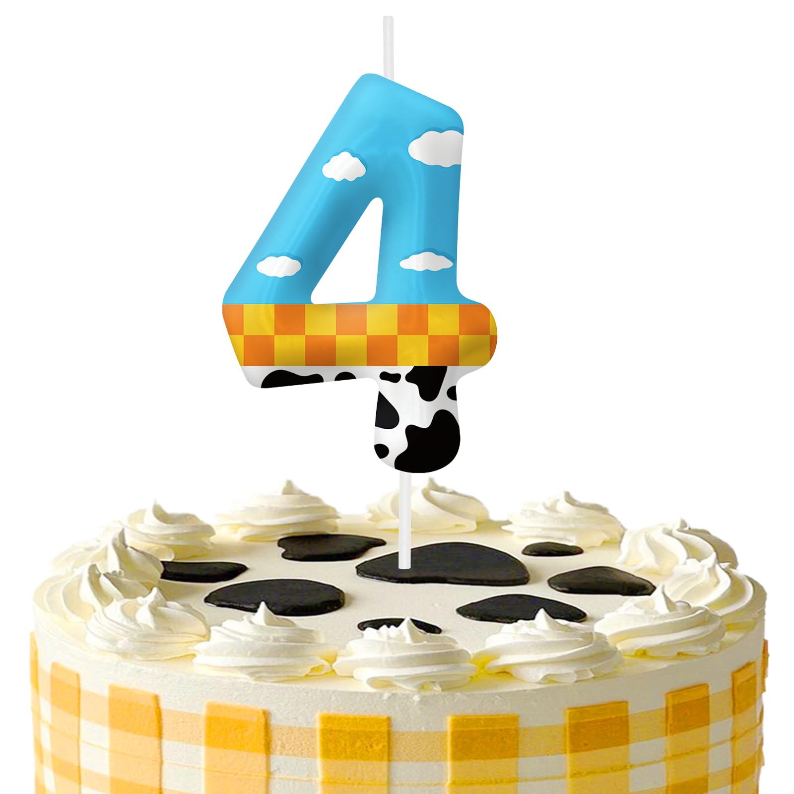 Photo 1 of Blue White 4th Birthday Candles, Number 4 Candle Cake Topper for Cartoon Themed Birthday Cake Decorations, Candles for Boys Girls Party Supplies