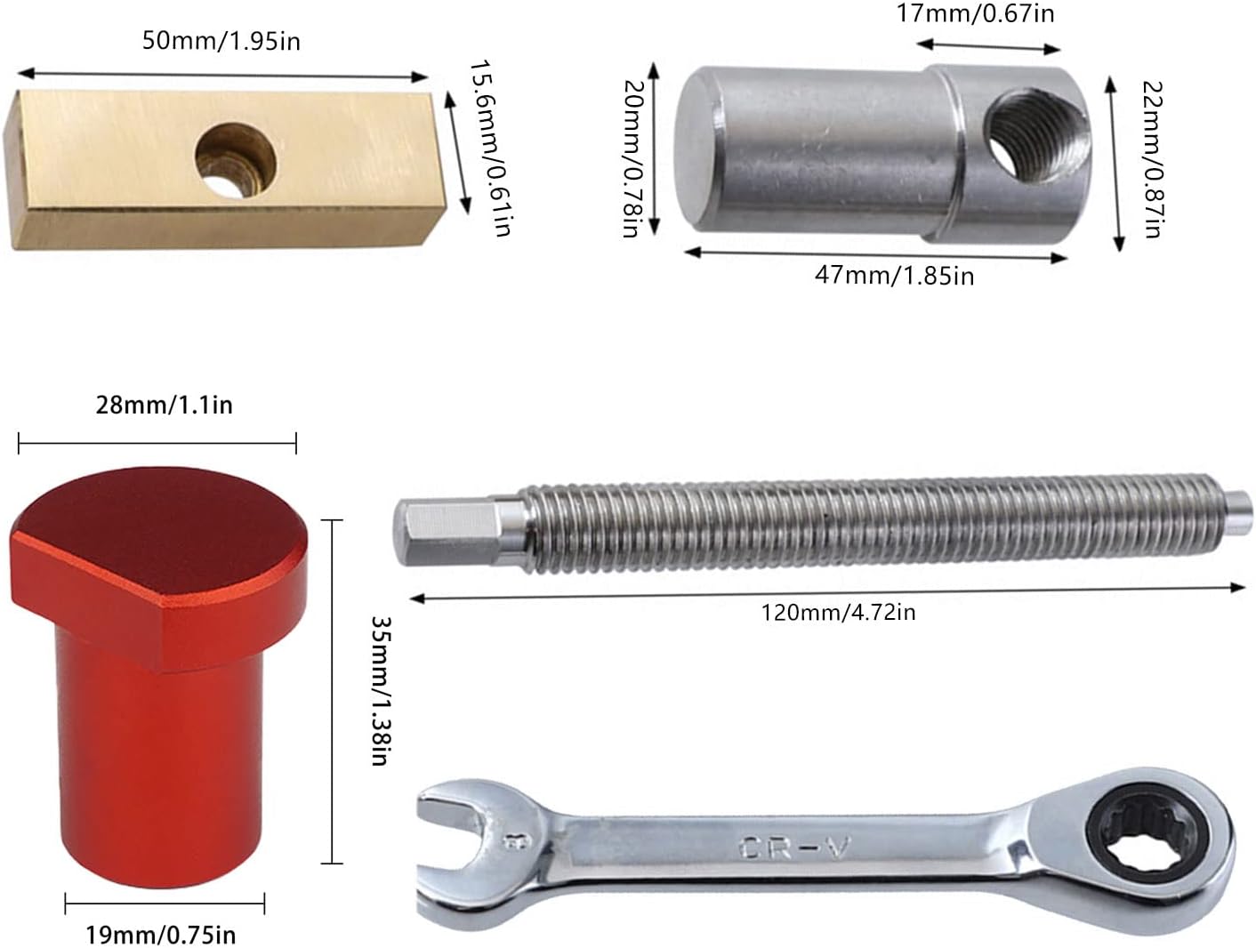 Woodworking Desktop Clip Set, Adjustable Clamp 2 Pcs Table Workbench Fast Fixed Clip Clamp with 4 Pcs 19mm/20mm Dog Holes Stop, Brass Stainless Steel Fixture Vise Benches Carpenter Tool (19mm Red)