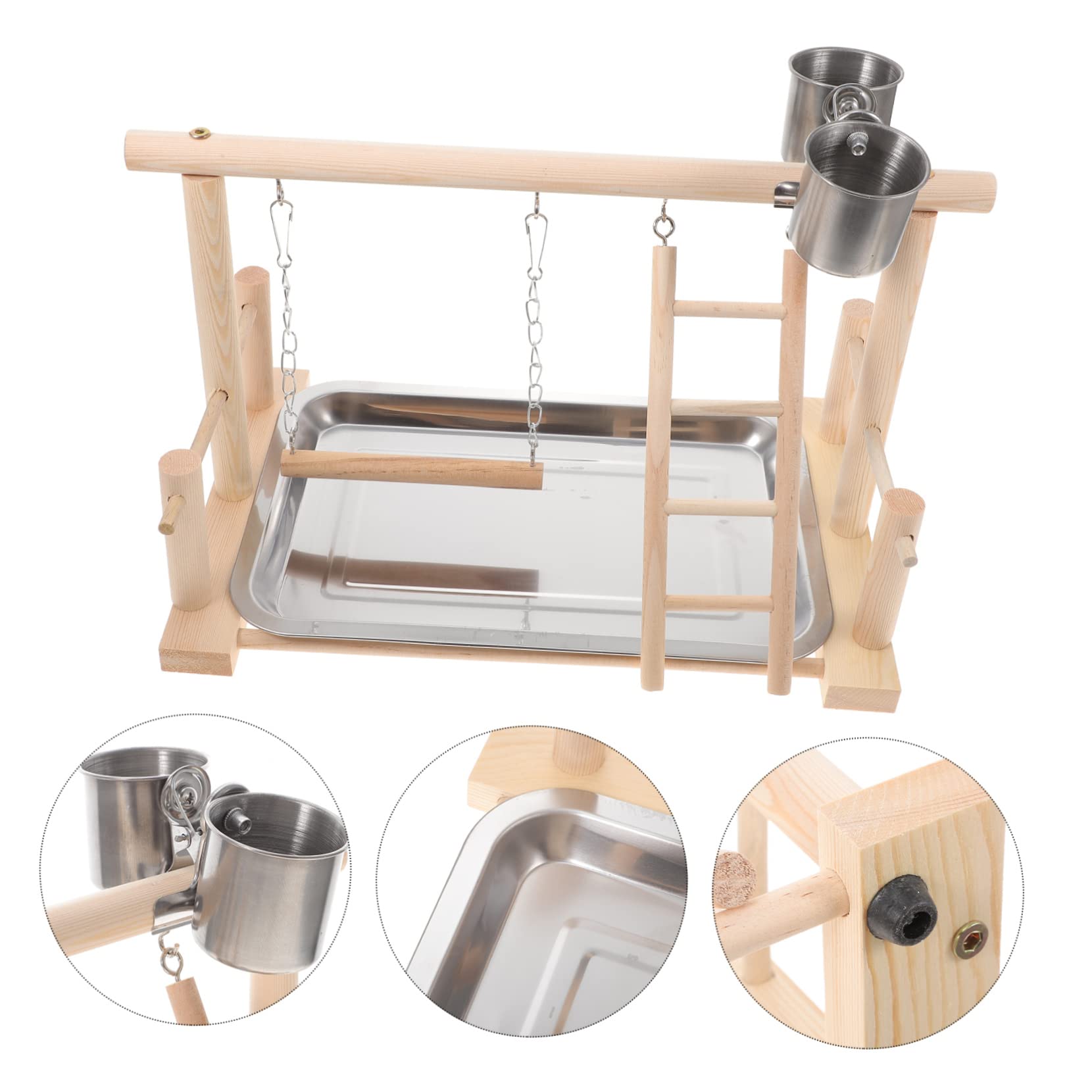 Happyyami 1set Parco Giochi Per Uccelli Legno Con e Altalena Attività Interattiva Per Pappagalli Cocorite e Uccelli Di Piccole Centro Divertimento Per Benessere Del Tuo Pet