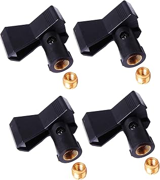 Microphone Clips for Stands,4 Pack Universal Wireless Mic Clip Holder with 5/8 to 3/8 Microphone Adapter,Knob Adjustable 180 Degrees