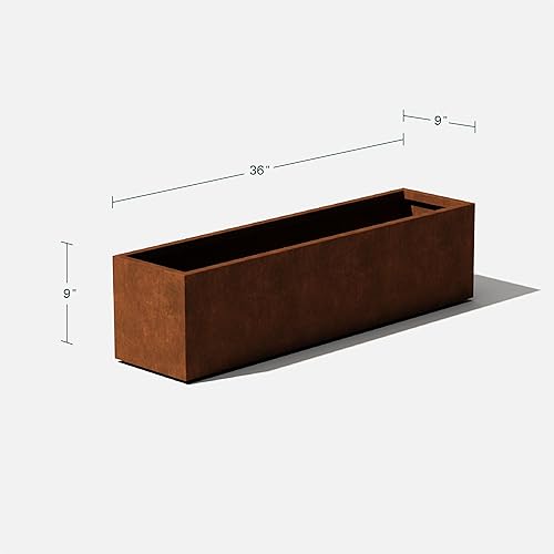 Miniatura 3 de Veradek Metallic Series Corten - Maceta rectangular de acero para ventana, 36 pulgadas