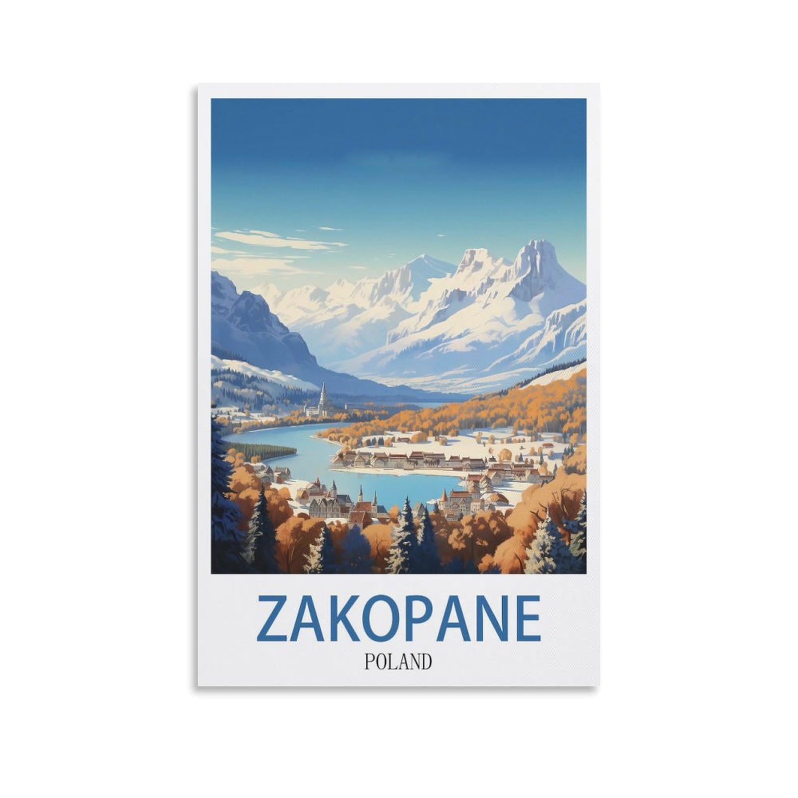 CNAHEIZ Zakopane Poland Vintage Travel Poster Mountain 08x12inch(20x30cm) Canvas Wall Art Print Painting for Wall Decor Living Room Bedroom