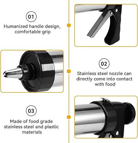Miniatura 4 de Juego de pistola de prensa de galletas, prensa de galletas Spritz para hornear, decoración de glaseado de acero inoxidable, kit de pistola de prensa
