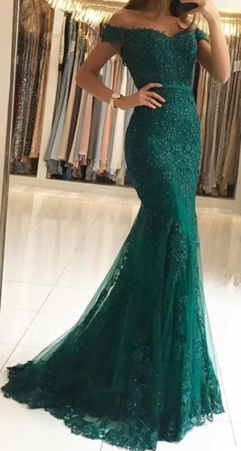 Tulle Mermaid Prom Dresses for Women Off The Shoulder Laces Appliques Corset Long Formal Evening Party Gown - Image 2