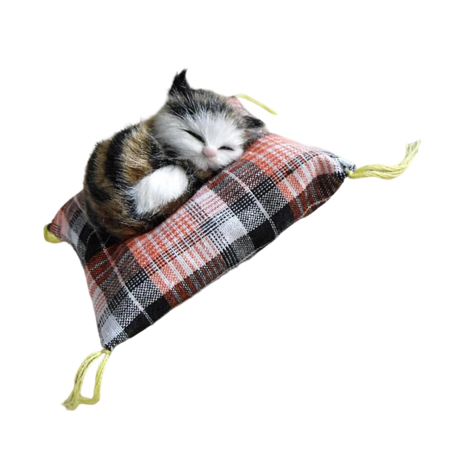 WNXGNHO Simulation Cats Doll Ornament Realistic Furry Plush Animal With Cushion Mat Desktop Doll For Home Bedroom Decoration Realistic Cats Figurine
