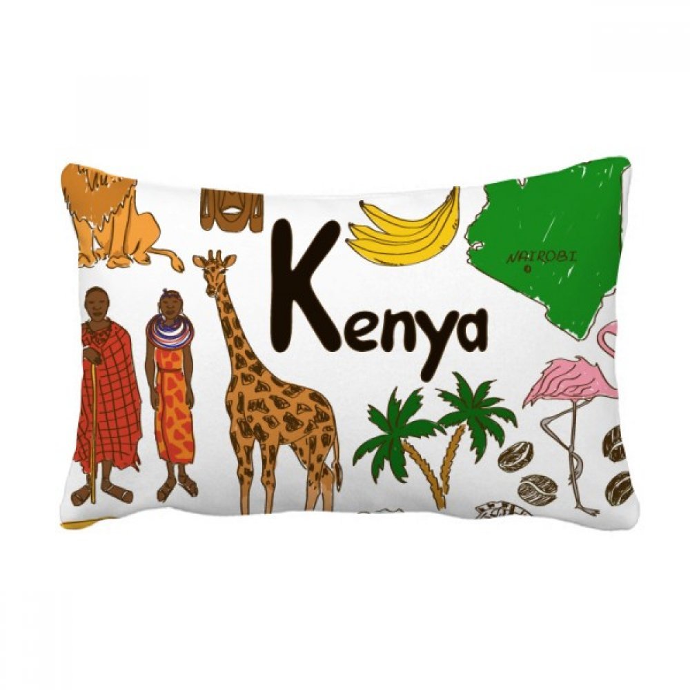 Coussin multicolore Kenya avec paysage animaux sauvages pour intérieur moderne