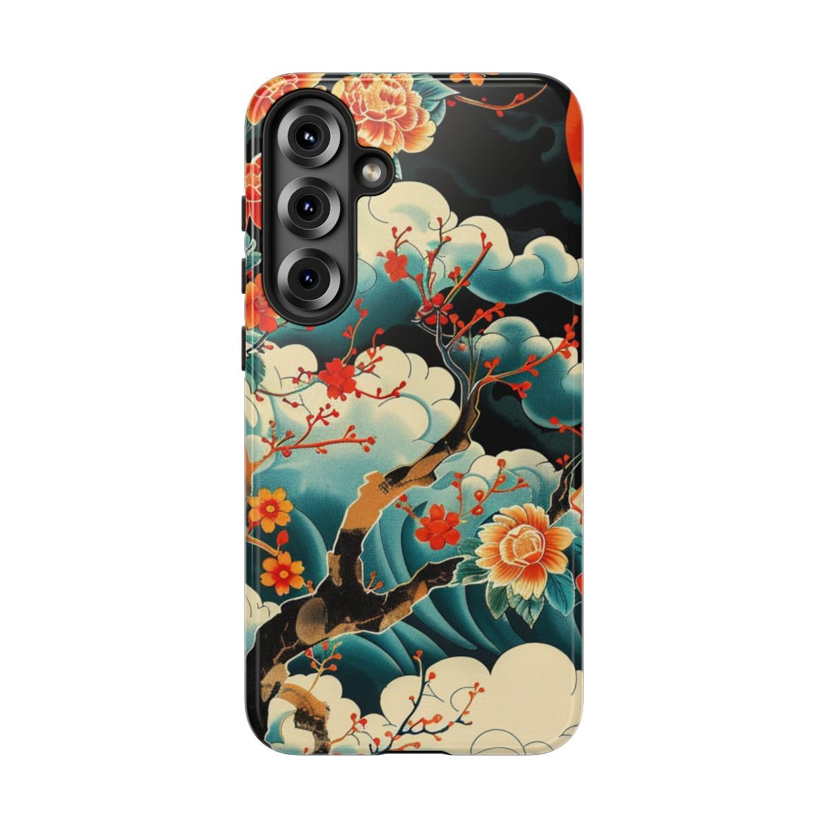 Coque Samsung S25 Plus motif floral orange lune rigide - 5