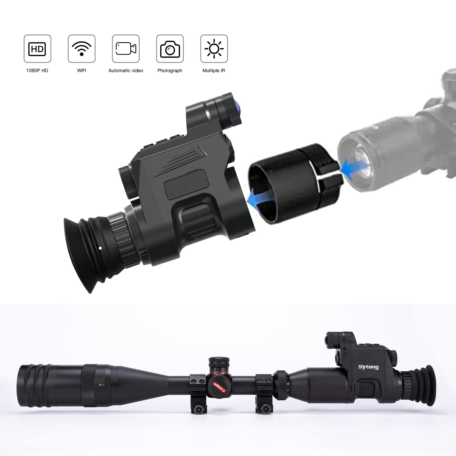Sytong HT-66 HD Digital Night Vision Monocular Rifle Scope Built