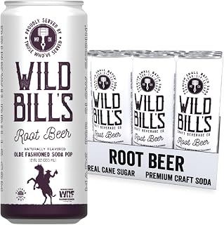 Wild Bill's Classic Root Beer 12 Pack 12oz - Pure Cane Sugar Craft Soda, Caffeine Free, No HFCS, Gluten Free Vegan