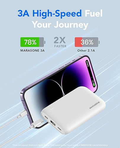 Miniatura 5 de Cargador portátil, más delgado de 10000 mAh 22.5 W PD banco de energía rápida, USB C de entrada y salida de alta velocidad, batería de carga