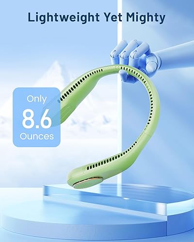 Miniatura 6 de SWEETFULL Ventilador de cuello portátil de enfriamiento de 360, ventilador personal sin aspas, sin torsión de pelo, ventilador recargable USB de