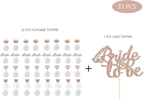 Miniatura 4 de Decoración para cupcakes con corona de diamante, 33 de oro rosa, para boda, boda, compromiso, despedida de soltera, despedida de soltera, fiesta,