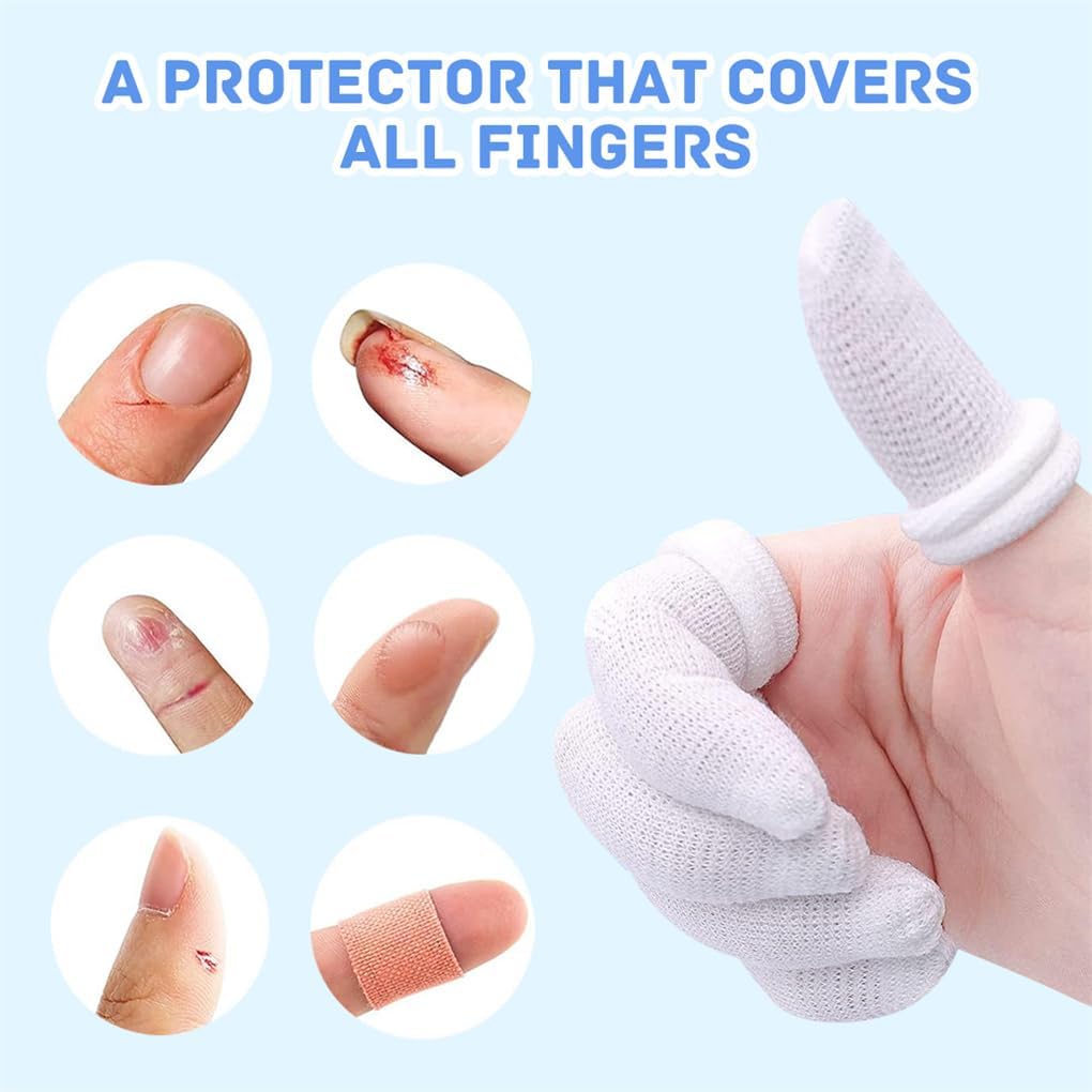 Finger Bandages 30pcs Bobs Thumb Bandage Finger Bandage Tubular White Cotton Finger Cots Finger Stall for Work Kitchen Finger Protection - Image 4