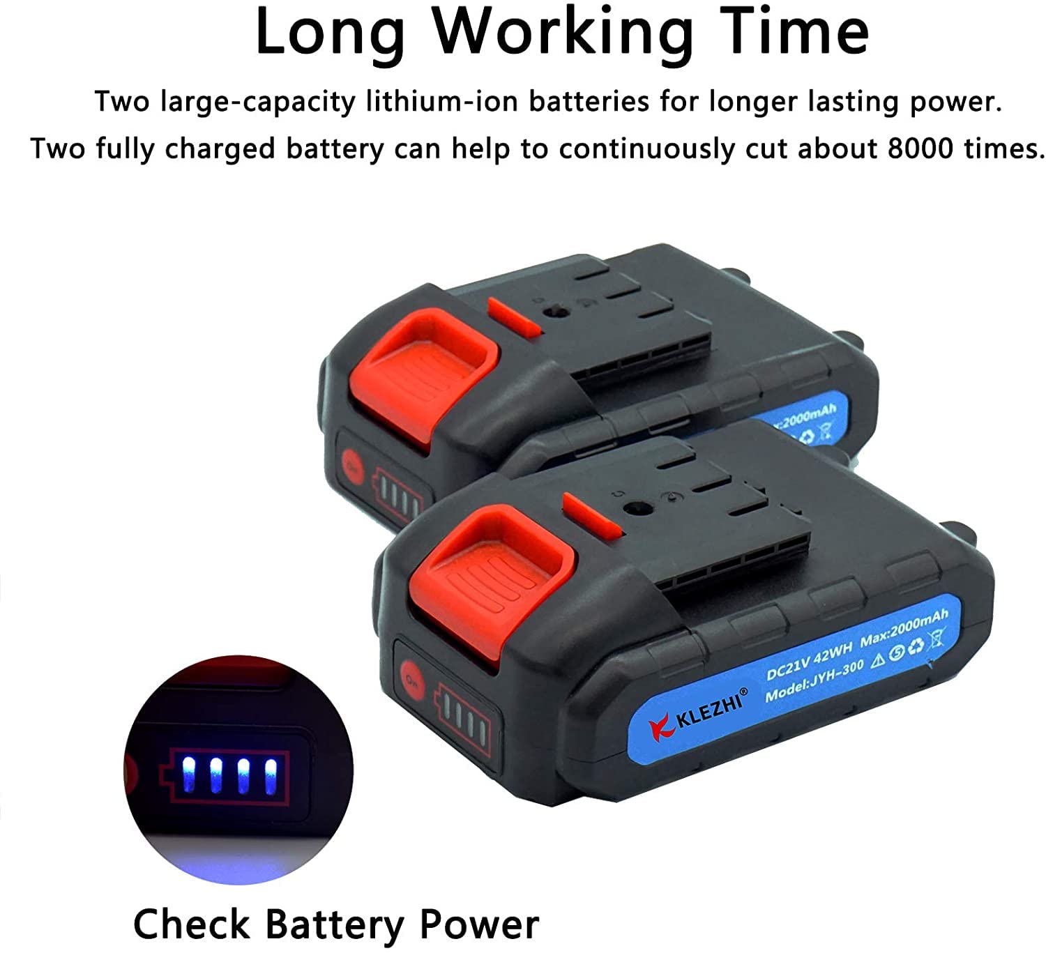 Tijeras de Podar Electricas, Podadora con Bateria Profesional, Bateria Litio 2Ah Recargable con 2 Repuestos, Corta Rango 30mm, 6-8 Horas, Tijeras de Podar Bateria de Ramas Arboles, Negro