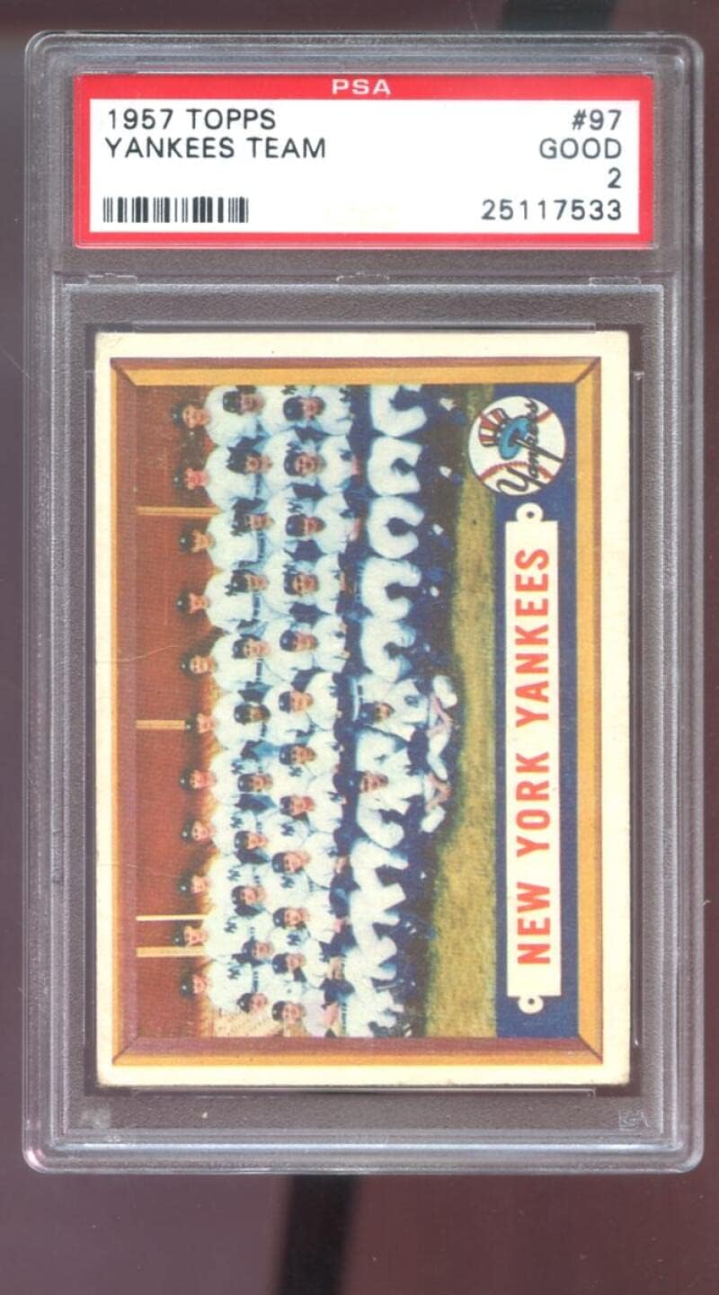 1957 Topps #97 New York Yankees Team Photo PSA 2 Graded Baseball Card MLB