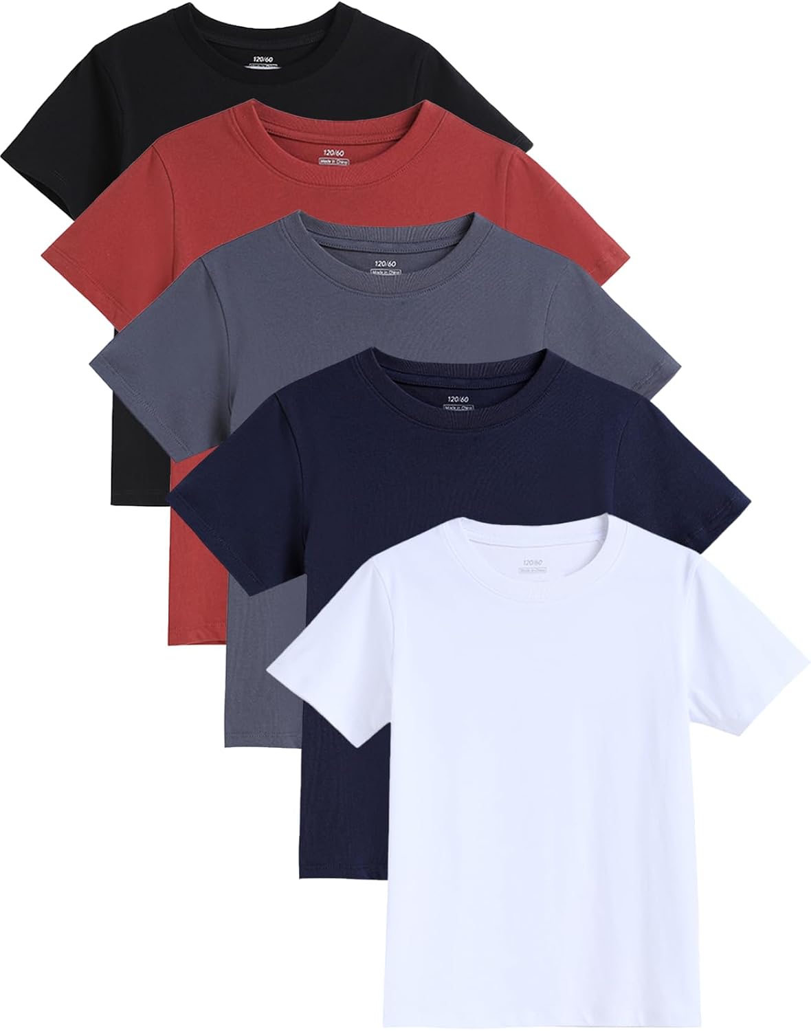 5 Pack Boys Shirts Short Sleeve Cotton Tshirts for Boys Kids T-Shirts Tees Clothes Summer Tops Size 5-14 Year