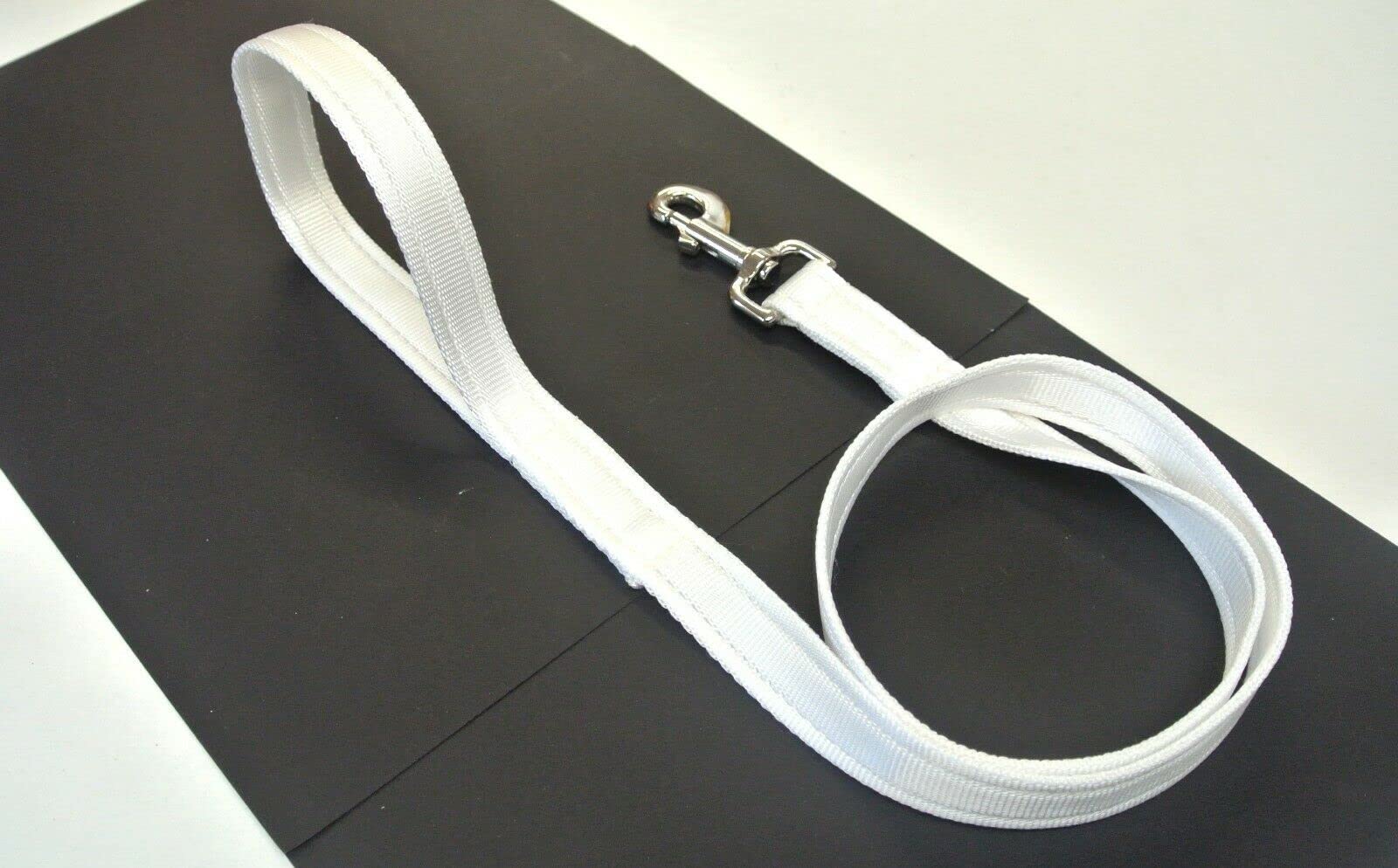 45" Short Dog Lead Close Control Walking Leash Training Handle In Strong And Durable Cushion Webbing (White, 25mm)