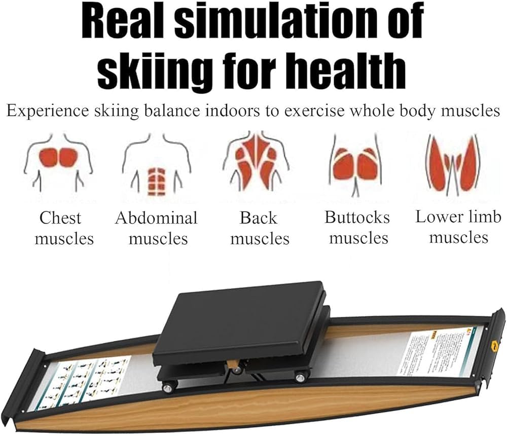 Symulator narciarski – orbitrek 3D do treningu siłowego i równowagi, obciążenie 150 kg, idealny do treningu talii, brzucha i nóg z kijkami narciarskimi