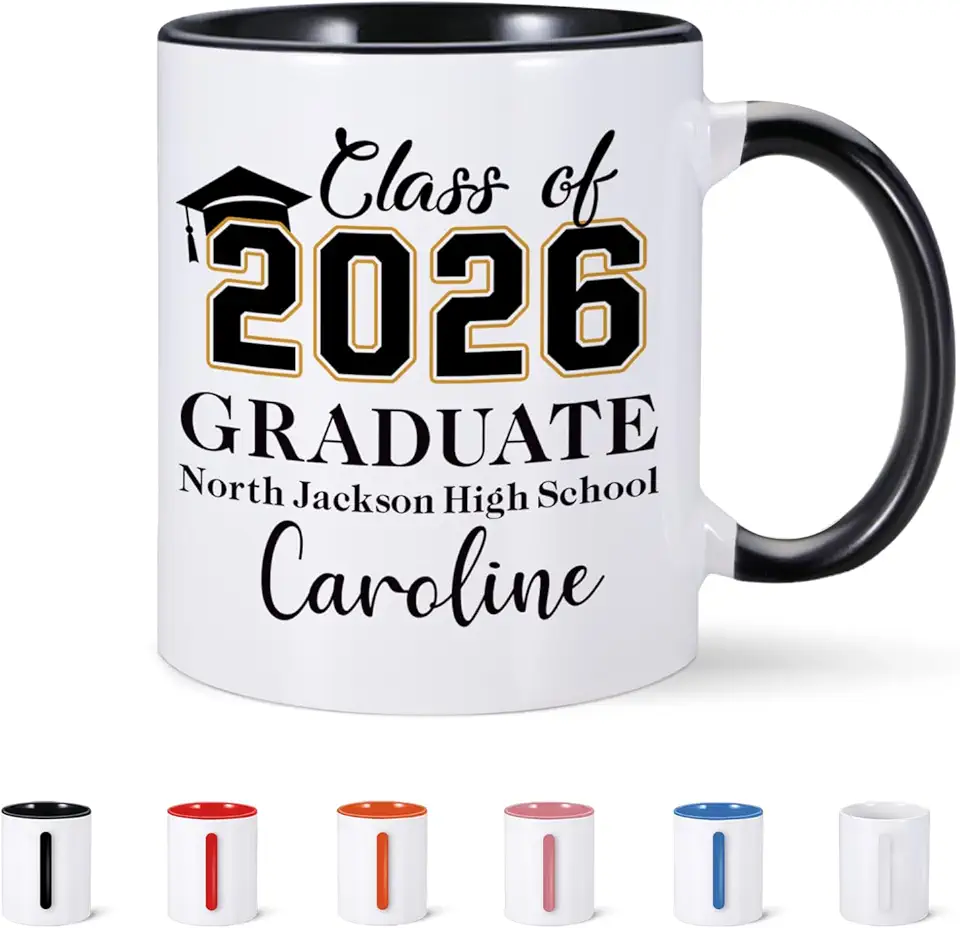Graduation Gifts for Her Him, Custom Graduation Mug with Name, Class of 2026 Gifts, High School College Masters Degree Phd Graduations Gift, Personalized Grad Coffee Cup Graduate Gift