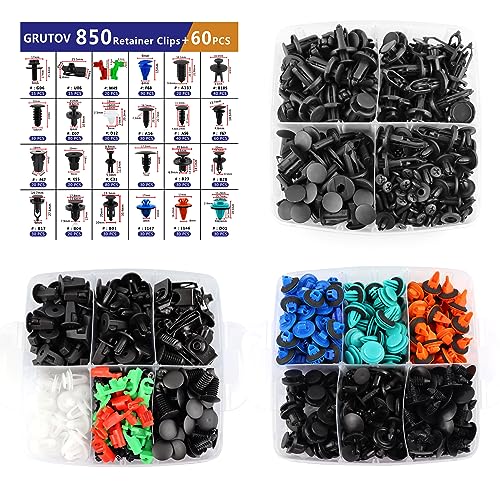 Image of Car Push Retainer Clips Plastic Rivets 910PCS Bumper Clips Door Panel Trim Clip 24 Most Popular Sizes Car Body Fasteners Kit with 15 Cable Ties Fastener Remover for GM Ford Toyota Honda Chrysler Acura