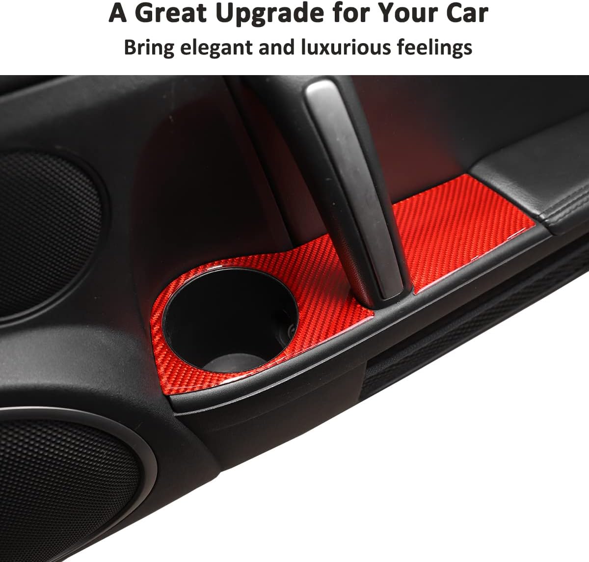 Soft Carbon Fiber 3D Sticker Car Door Cup Holder Panel Trim Sticker,for Mazda MX-5 NC RF Miata 2009 2010 2011 2012 2013 2014 LHD (Red Carbon Fiber)