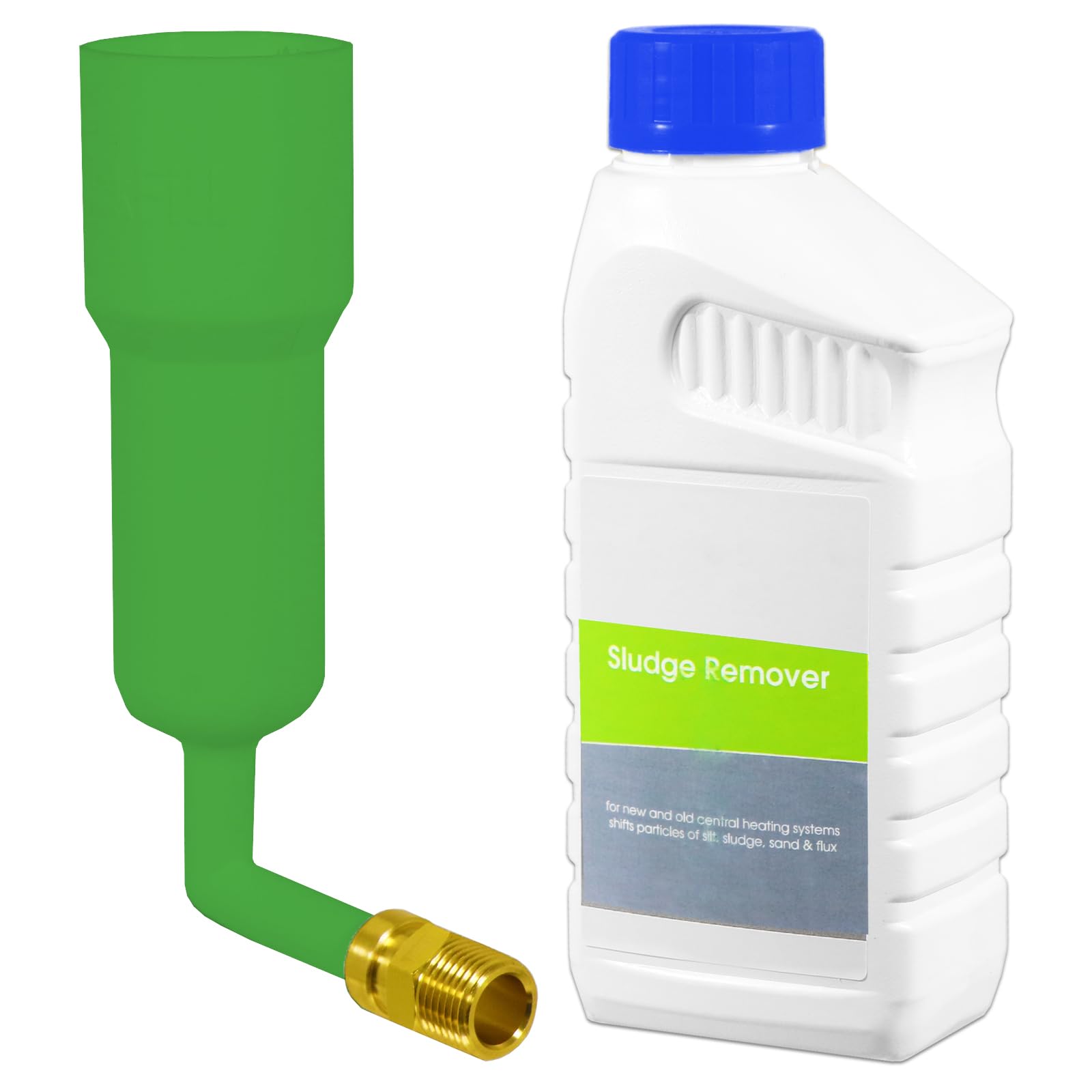 Spares2go Men's White Central Heating Sludge Remover Concentrate Boiler Pipes Liquid (500Ml Bottle) + Radiator Dosing Funnel Tool