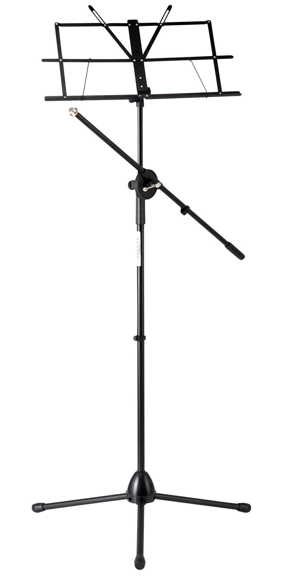 Classic Cantabile NSM-100 Leggio con Asta Microfono (Leggio e supporto microfono in uno, facile da montare, extra alto) Nero