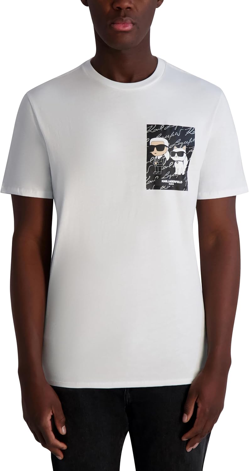 Karl Lagerfeld Mens Short Sleeve Crewneck Choupette Karl Graphic T-Shirt
