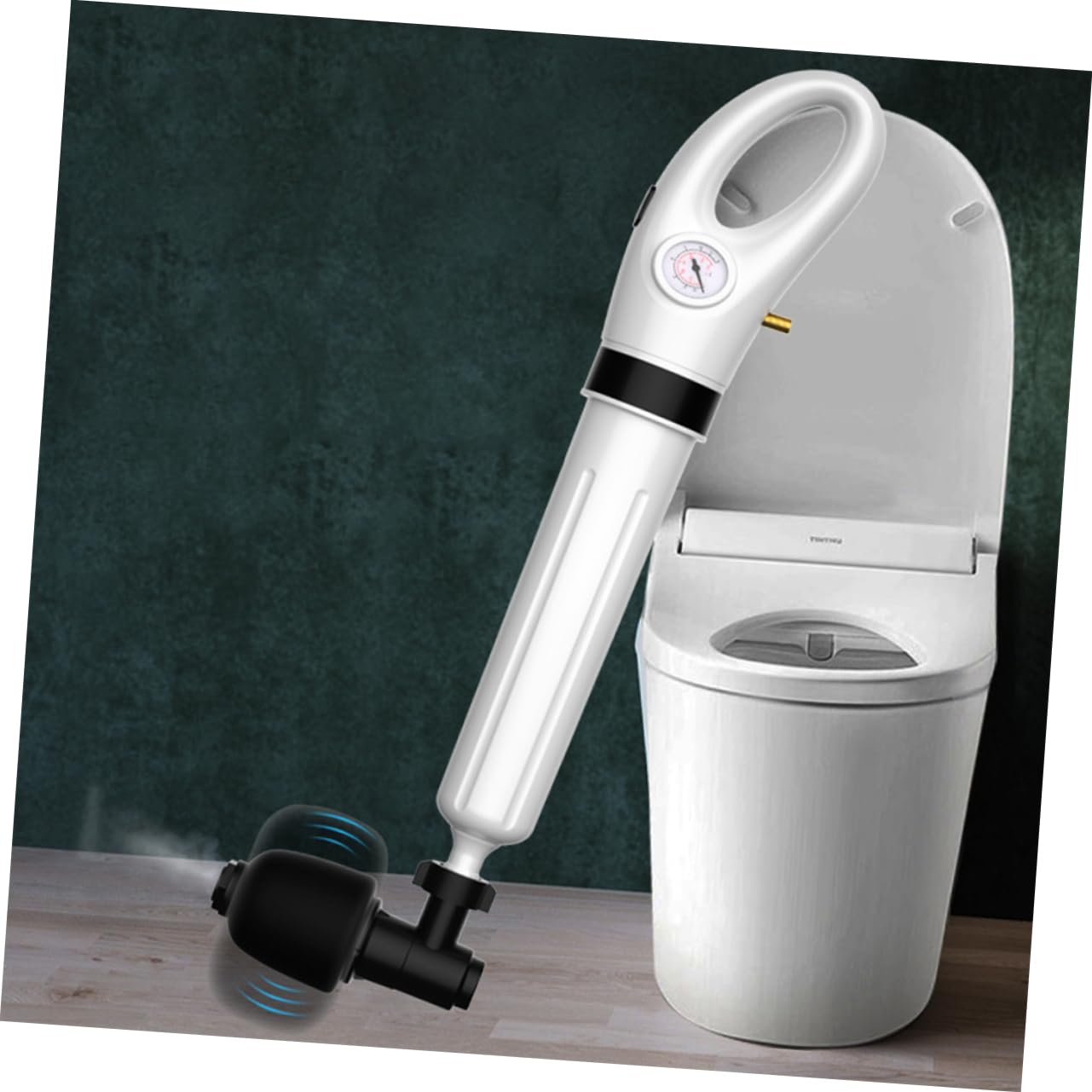 Ciieeo Desatascador de Desagüe para Obstrucción de Inodoro Flexible, Pistón, Cabeza Giratoria y Mango Ergonómico, Plástico Blanco
