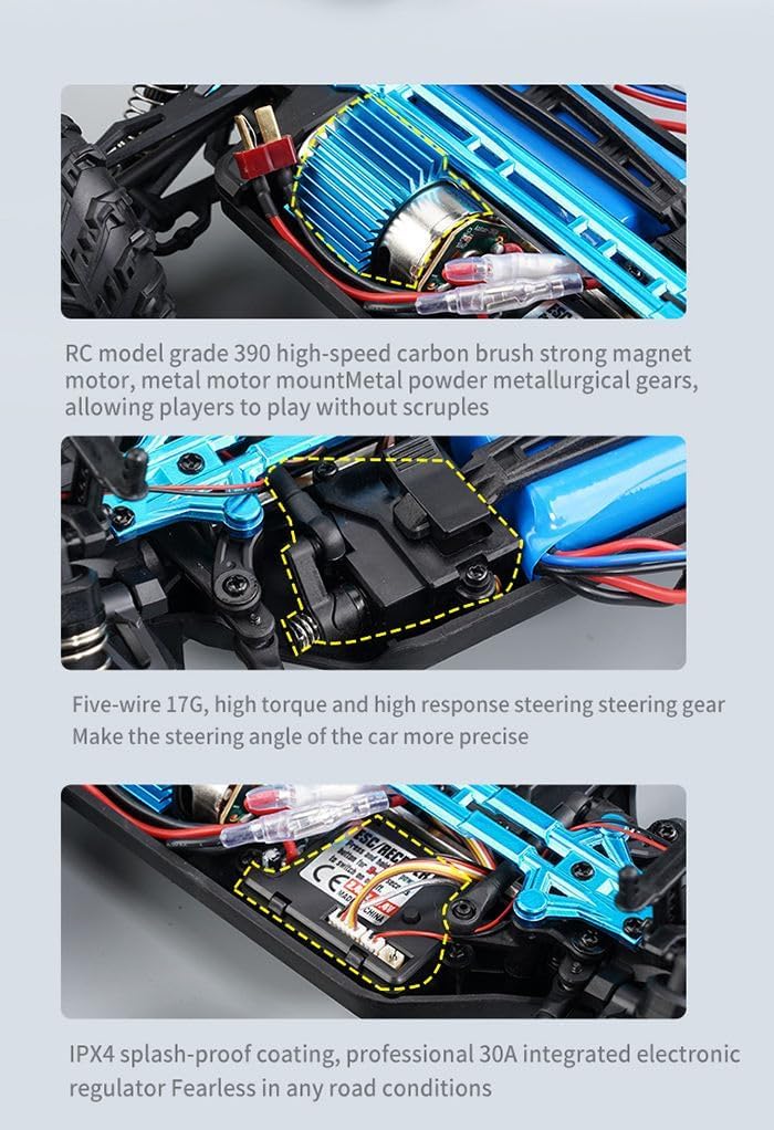 Pihura 1:14 Scale RC Cars 4WD Brushless Remote Control Car Fast 75KM/H High Speed RC Truck for Adults Boys 2.4GHz All Terrains Off-Road Drift RC Monster Trucks with 2 Batteries (RED) 4