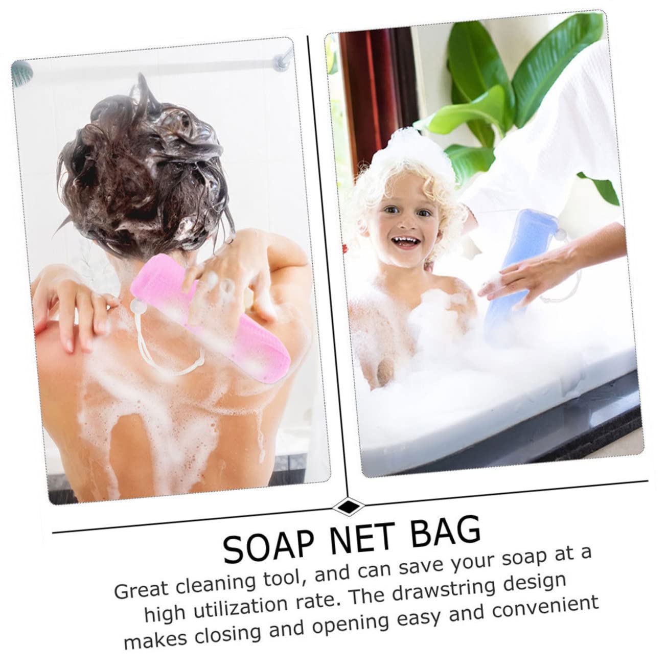 Bolsa de Espuma de Jabón para Ducha Cuerda, 10 Piezas de Malla PP y PE para Producir Burbujas y Secado Rápido