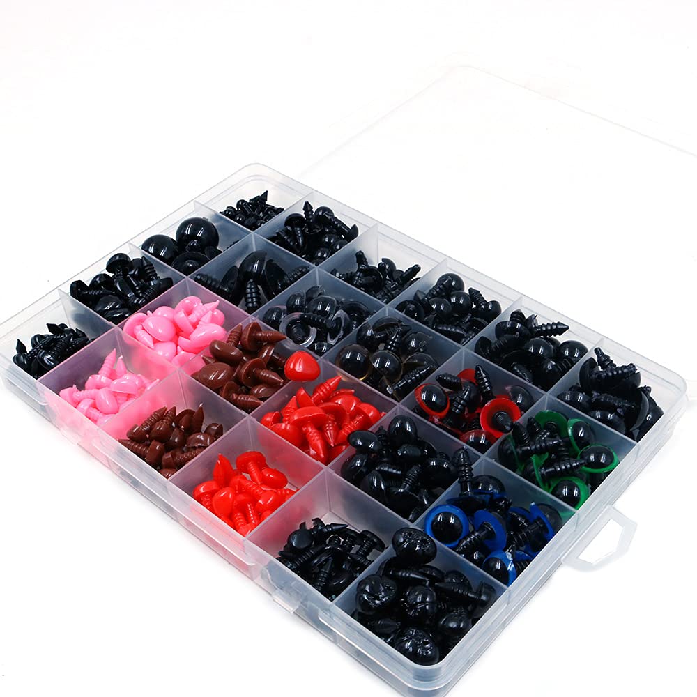 ANCLLO 838Pcs Colorful Plastic Safety Eyes and Noses with 419 Pcs Washers for Doll Puppet Crafting Plush Animal Teddy Bear Craft Making