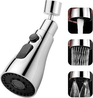Kitchen Faucet Extender – 3 Mode Spray Head Tap Extender, 360° Rotatable Flexible Faucet Extension for Kitchen Sink, Water Saving Anti Splash Universal Fit Chrome Kitchen Tap Nozzle - Amazon product rated Grade B