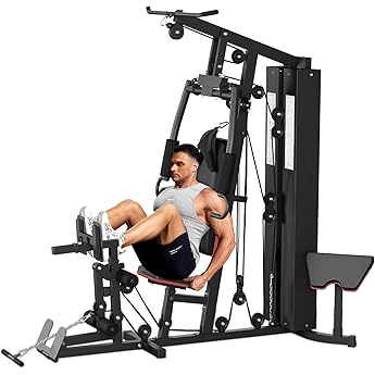 Home Gym, Multifunctional Home Gym Equipment, Home Gym Station with 150LBS Weight Stack, Exercise Equipment for Full Body Strength Training