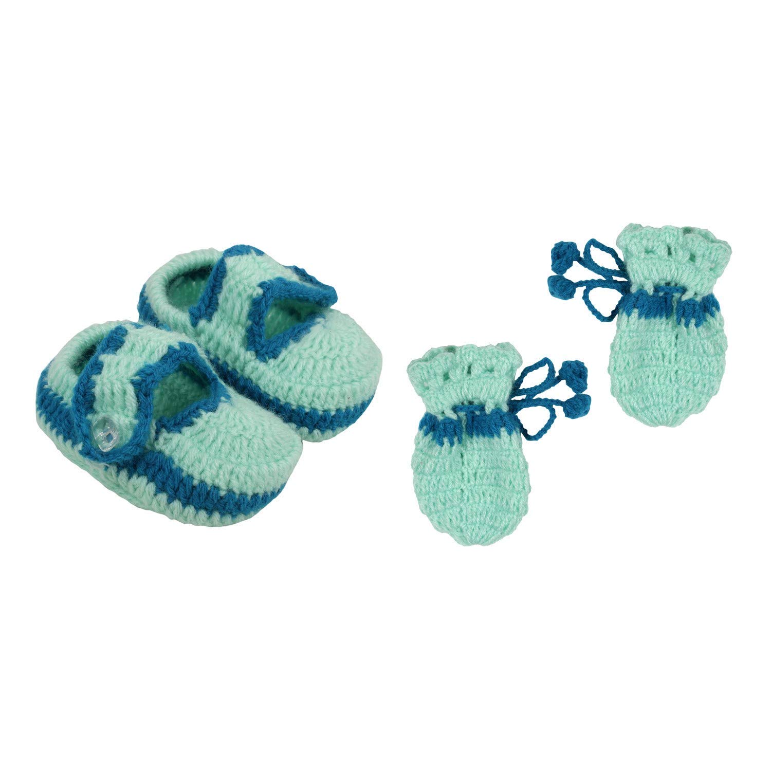 Hand Knitted woolen Booties with Mitten Set for new born baby soft, 0-3 months-image-7