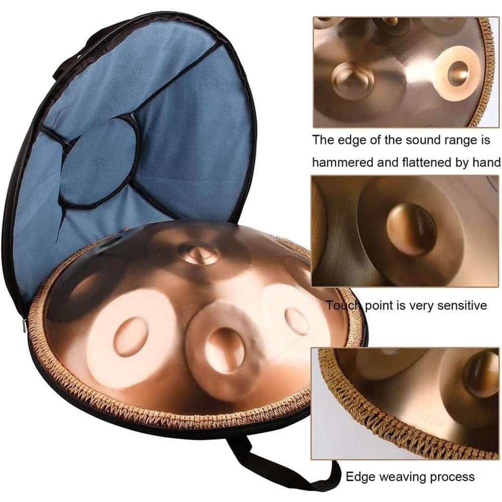 ILOOXI Tamburo Handpan In Re Minore Tamburo A Mano In Acciaio, Tamburo Etereo 9 Note/ 10 Note/ 12 Note, Tamburo Armonico ​432HZ/ 440HZ, 22 Pollici (Color : Blue-432hz, Size : 12 Notes)