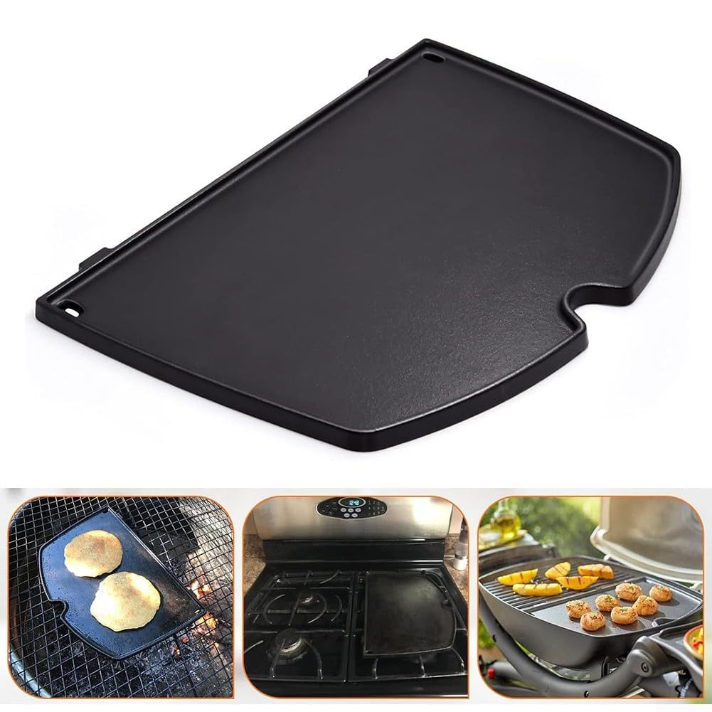 Żeliwna płyta grillowa do serii Q2200 Q2000 Q2400 – 27,4 cm x 38,9 cm równomierne ogrzewanie akcesoria do grilla z podwyższoną wargą do idealnego grillowania i gotowania