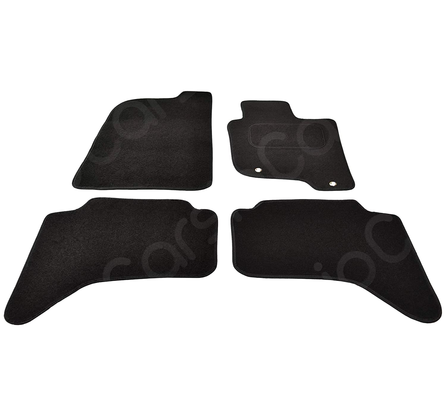 Carsio Carpet Car Mats For Mitsubishi L200 2006 to 2015 4 Piece Set with 2 Clips Tailored Fit Floor Mat Complete Accessory Black Custom Fitted - All Weather, Anti-Slip Backing & Black Trim