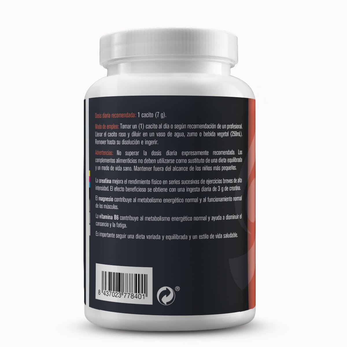Creatina Synestia con HMB, Beta-Alanina, L-Taurina, Magnesio, Vitamina B6 y extracto de Bambú - 60 dosis (420 gr) polvo