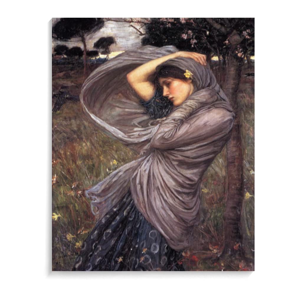 Paint by Numbers for Adults Landscape - Boreas - John William Waterhouse 40X50Cm Canvas Art Famous Paintings,with 3 Brushes,Acrylic,A6