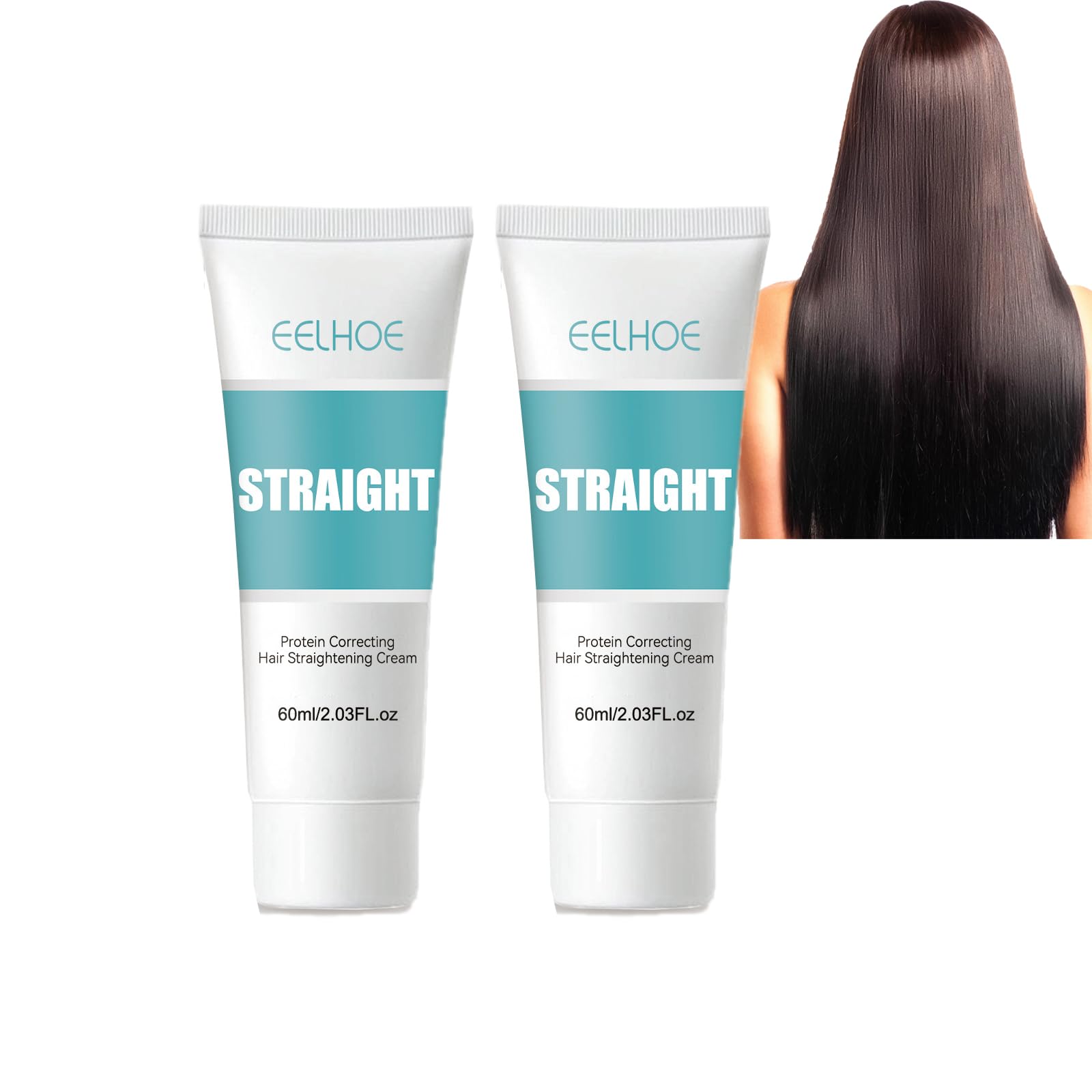 Keratin Correcting Hair Straightening Cream,Eelhoe Straight Hair,Protein Correcting Hair Straightening Cream, Silk & Gloss Hair Straightening Cream, Repair Damaged Hair, Curly Hair (2PCS) 2P